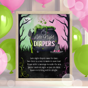 Halloween "Late Night Diapers" Baby Shower Game Poster