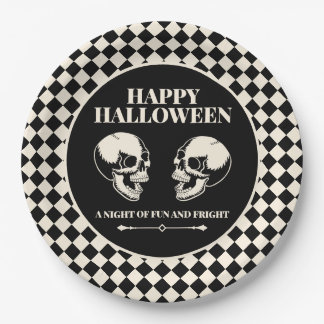 Halloween Laughing Skulls Fun and Fright Paper Plates
