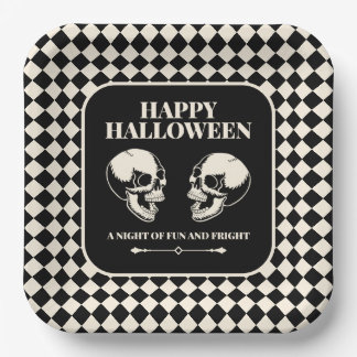 Halloween Laughing Skulls Fun and Fright Paper Plates
