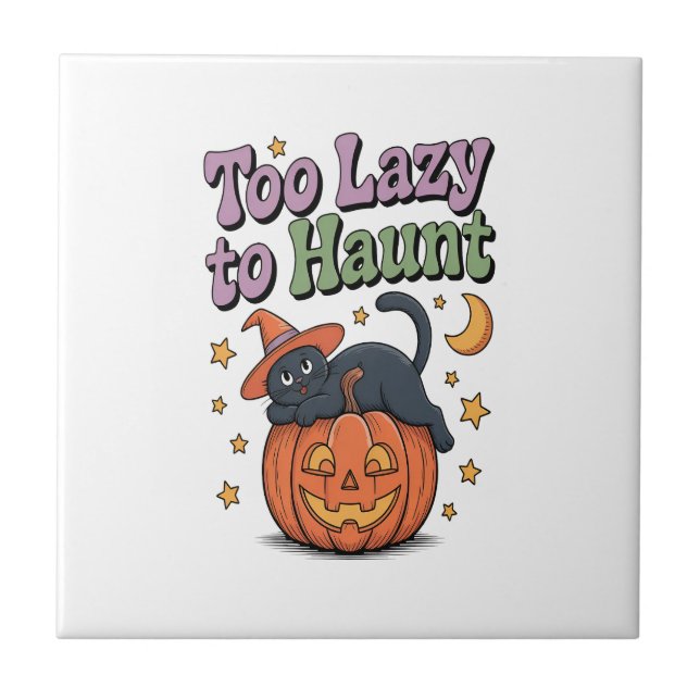 Halloween Lazy Ghost Ceramic Tile (Front)