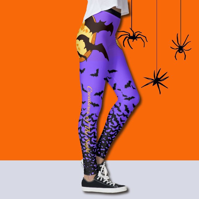 Halloween Leggings Customize Bats Full Moon (Creator Uploaded)