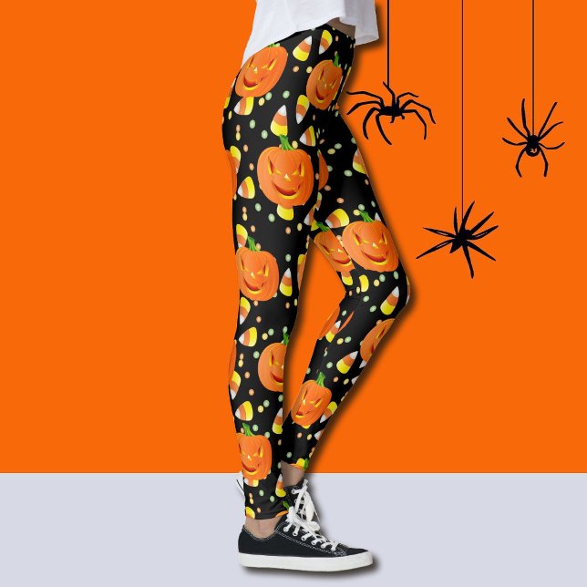 Halloween Leggings Jack-O-Lanterns Orange Pumpkins (Creator Uploaded)