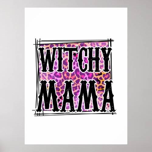 Halloween Leopard Witchy Mama Birthday Poster