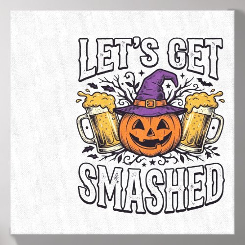 Halloween Let’s Get Smashed Pumpkin Beer Canvas Photo Tile