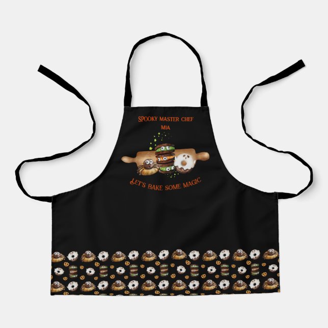 Halloween Let's Bake Some Magic Funny Kids  Apron (Front)