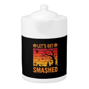 Halloween Lets Get Smashed Haunted Graveyard Teapot