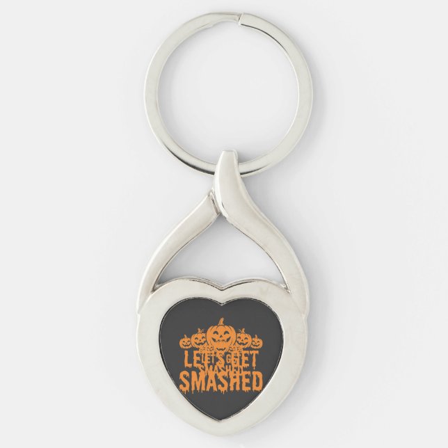 Halloween Lets Get Smashed Pumpkin Keychain (Front)