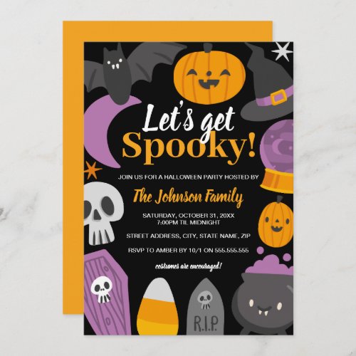 Halloween Lets Get Spooky Party  Invitation