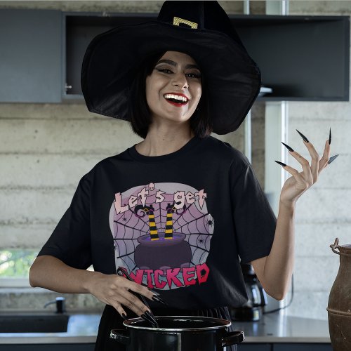 Halloween Lets Get Wicked Funny Scary Witch T_Shirt