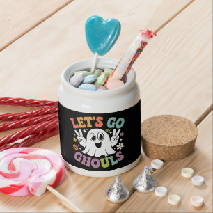 Halloween Let's Go Ghouls Ghost Retro Costume Candy Jar