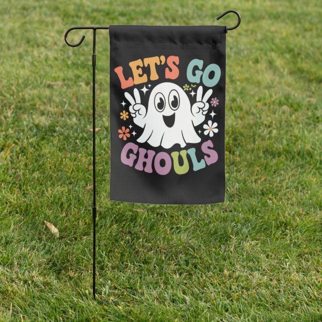 Halloween Let's Go Ghouls Ghost Retro Costume Garden Flag (In SItu)