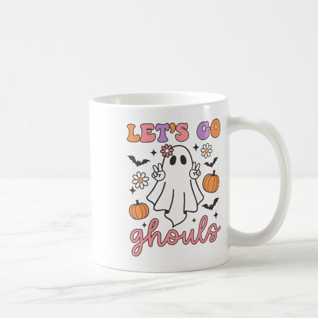 Halloween Let's Go Ghouls Ghost Retro Costume Wome Coffee Mug (Right)