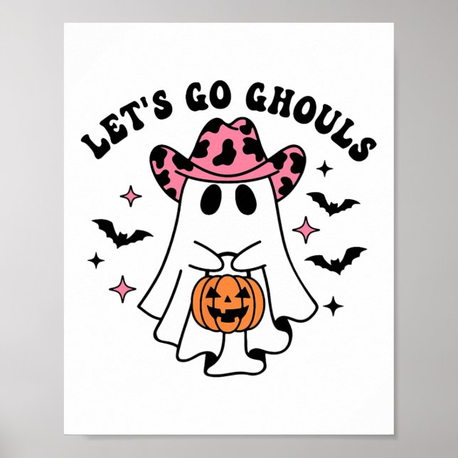 Halloween Let's Go Ghouls Ghost Retro Costume Wome Poster (Front)