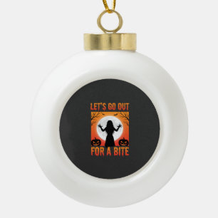 Halloween Let's Go Out For a Bite Horror Ceramic Ball Christmas Ornament