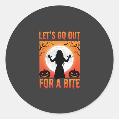 Halloween Let's Go Out For a Bite Horror Classic Round Sticker