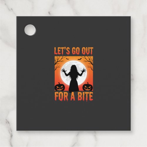 Halloween Let's Go Out For a Bite Horror Favor Tags