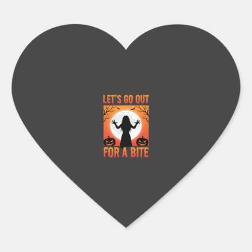 Halloween Let's Go Out For a Bite Horror Heart Sticker