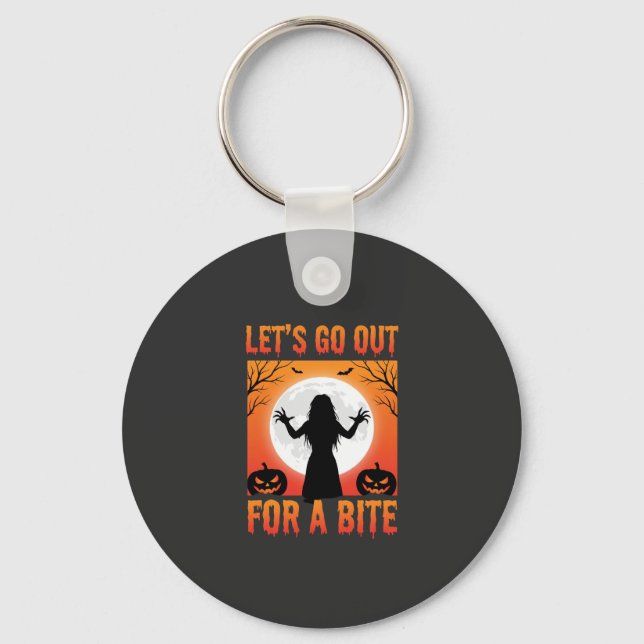 Halloween Let's Go Out For a Bite Horror Keychain (Front)