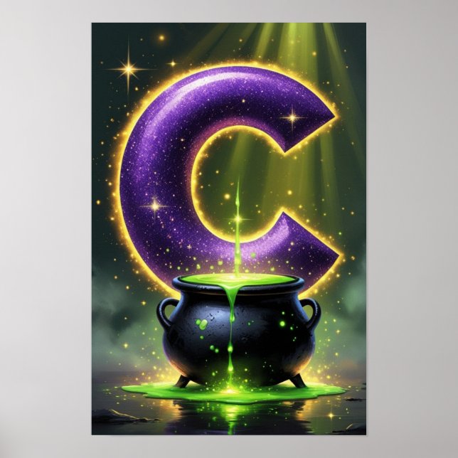 Halloween Letter C Witch Cauldron Classroom Poster (Front)