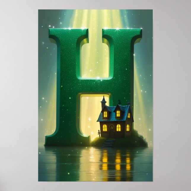 Halloween Letter H Haunted House Kids Classroom  Poster (Front)