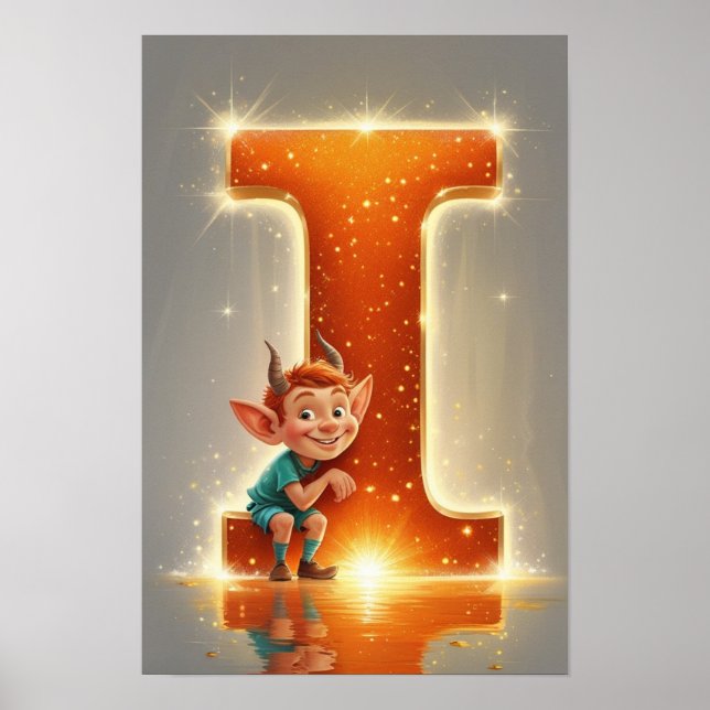 Halloween Letter I Cute Monster Kids Classroom  Poster (Front)