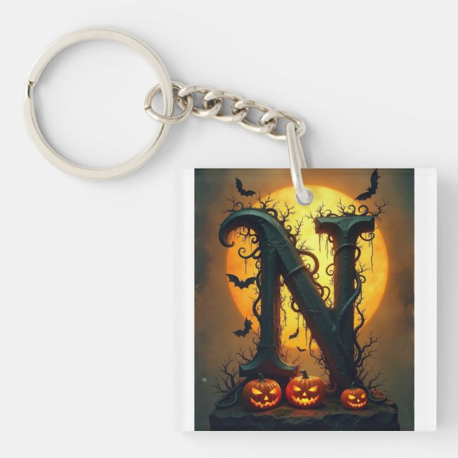 Halloween Letter N Single Tear Keychain (Front)