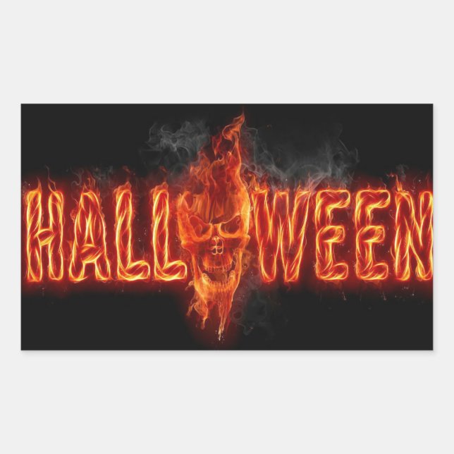 Halloween Lettering Rectangular Sticker (Front)