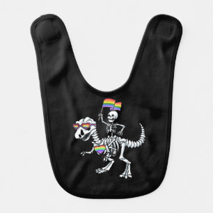 Halloween LGBT T Rex Dinosaur Skeleton Gay Pride Baby Bib