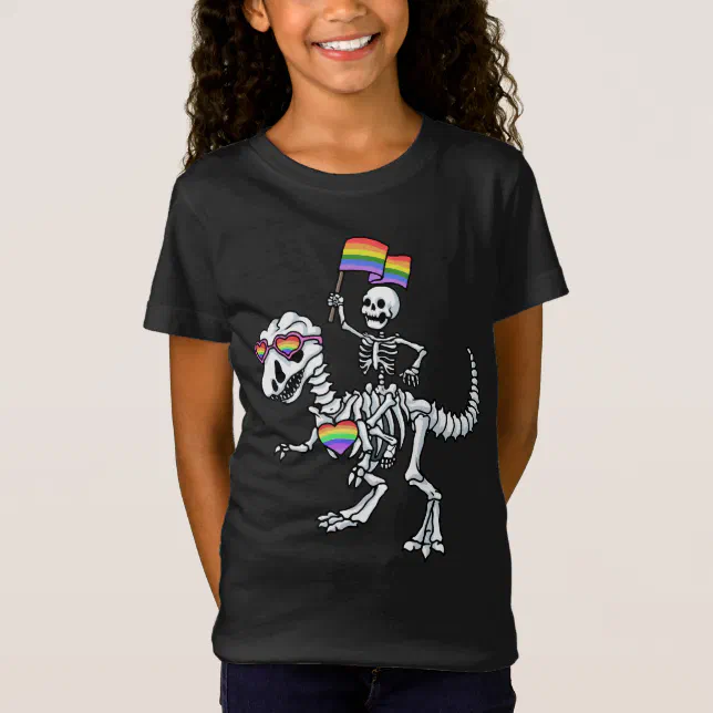 Halloween Lgbt T Rex Dinosaur Skeleton Gay Pride T Shirt Zazzle 0972