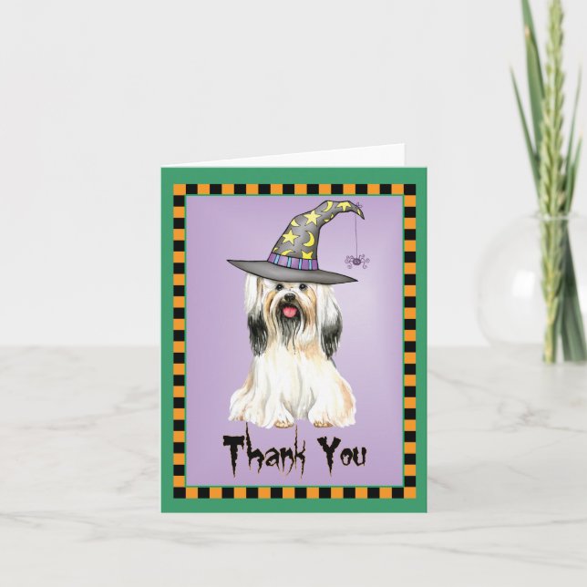 Halloween Lhasa Apso Thank You Card (Front)