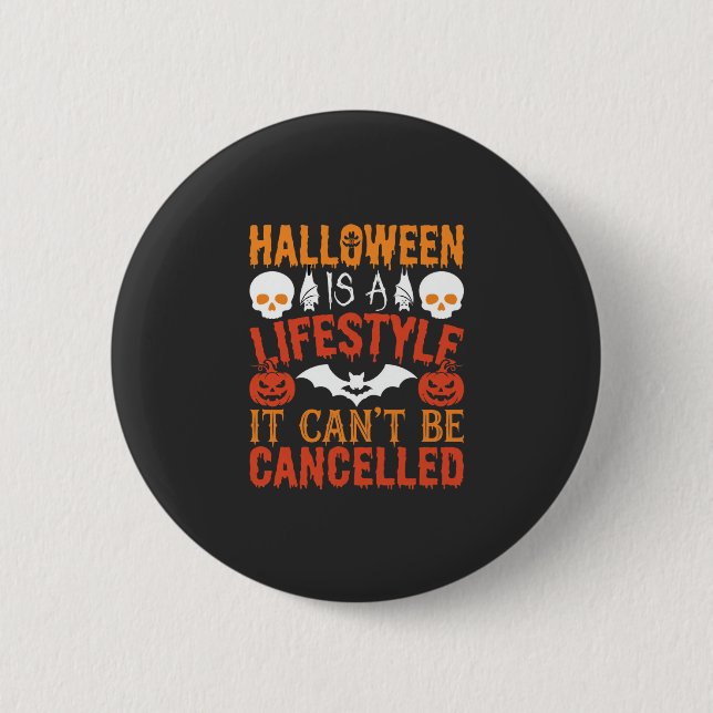 Halloween Lifestyle Bat Pumpkin Typography Vector Button (Front)