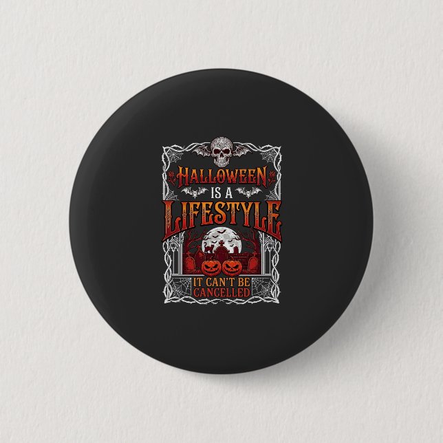 Halloween Lifestyle Bat Skull Graveyard Pumpkins F Button (Front)