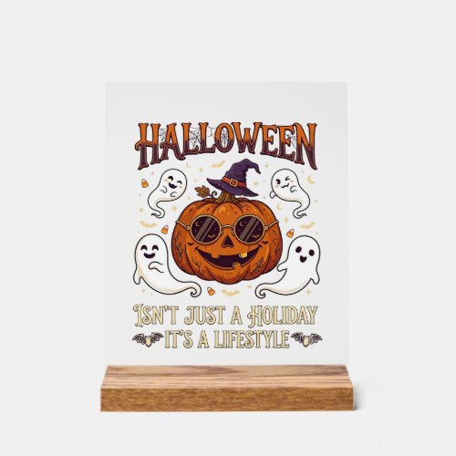 Halloween Lifestyle Pumpkin Sunglasses Witch Hat G Acrylic Sign