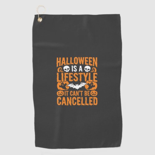 Halloween Lifestyle Spooky Bat Pumpkin Design Golf Towel