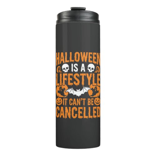 Halloween Lifestyle Spooky Bat Pumpkin Design Thermal Tumbler
