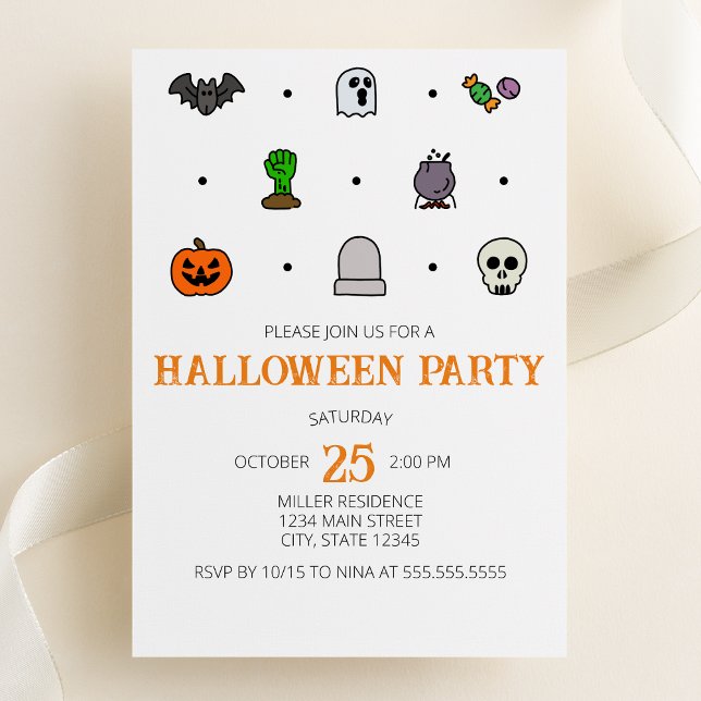 Halloween Line Icons Halloween Party Invitation (Creator Uploaded)