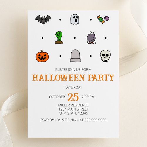 Halloween Line Icons Halloween Party Invitation