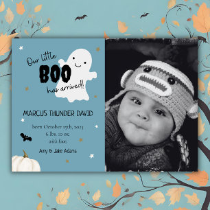 Halloween Little Boo Baby Birth Photo Announcement