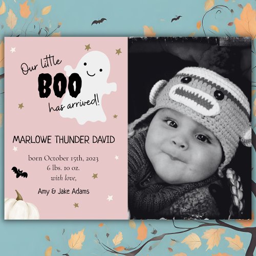 Halloween Little Boo Baby Birth Photo Announcement