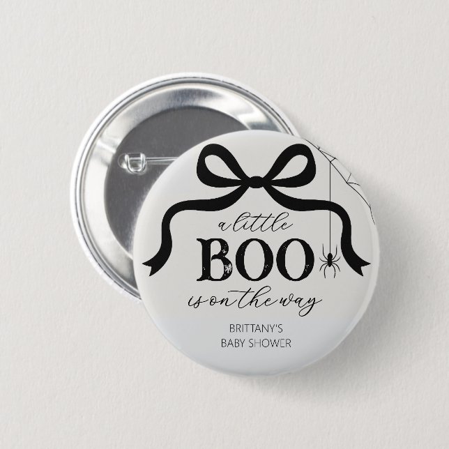 Halloween Little Boo Baby Shower Button (Front & Back)