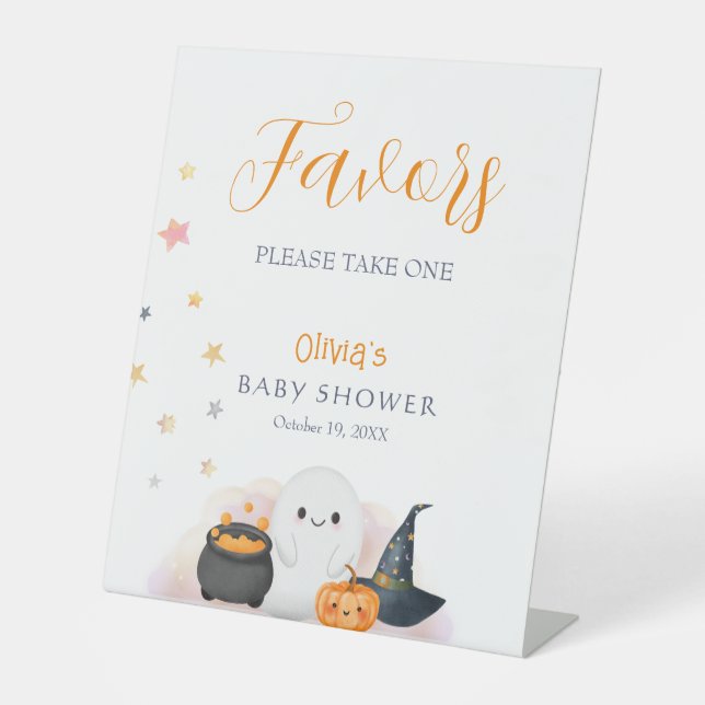 Halloween Little Boo Baby Shower Favors party  Pedestal Sign (Front)
