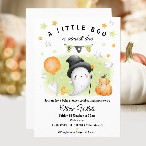 Halloween Little Boo Baby Shower Invitation