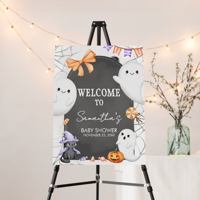 Halloween Little Boo Baby Shower Welcome Sign (In Situ (Stand))