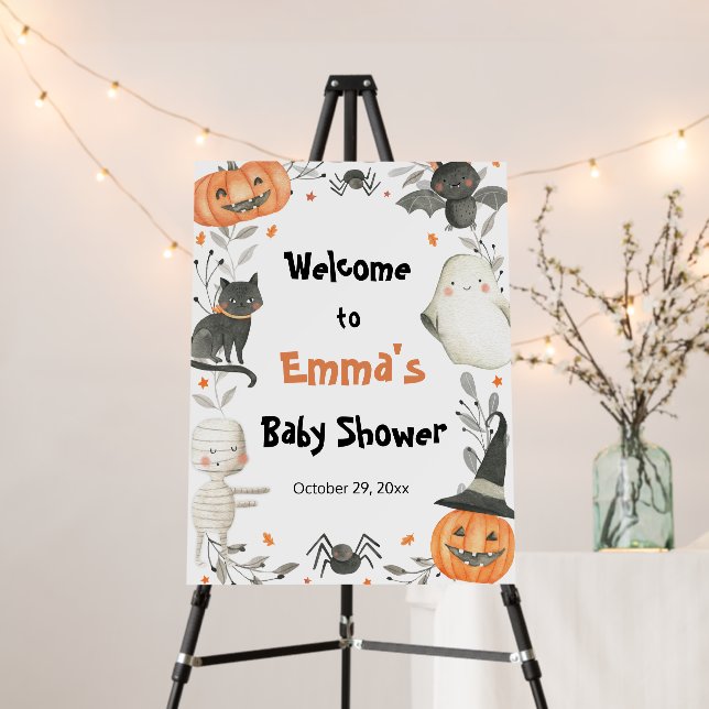 Halloween  Little Boo Baby Shower Welcome Sign (In Situ (Stand))