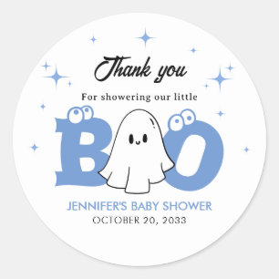 Halloween Little Boo Boy Baby Shower Thank You Classic Round Sticker