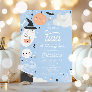Halloween Little Boo Boy Ghost 2nd Birthday Party Invitation