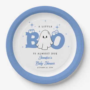 Halloween Little Boo Cute Ghost Boy Baby Shower Paper Plates
