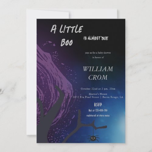 Halloween Little Boo Deep Dark Night Baby Shower Invitation