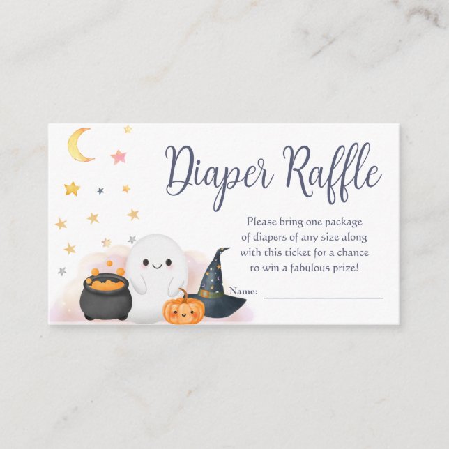 Halloween Little Boo Diaper Raffle Baby Shower  Enclosure Card (Front)