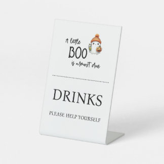 Halloween Little Boo Drinks Baby Shower Pedestal Sign